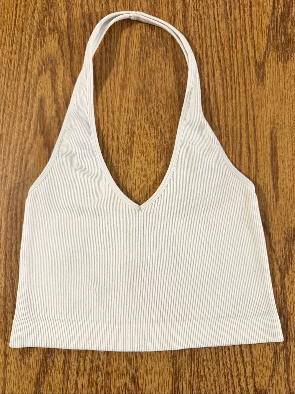 Forever 21 White Ribbed Halter Crop Top